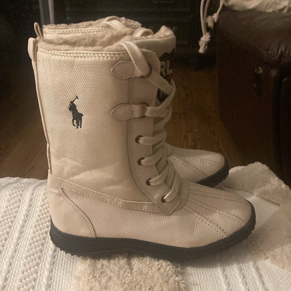 Ralph Lauren Girls Boots Beige Faux Shearling Size 3